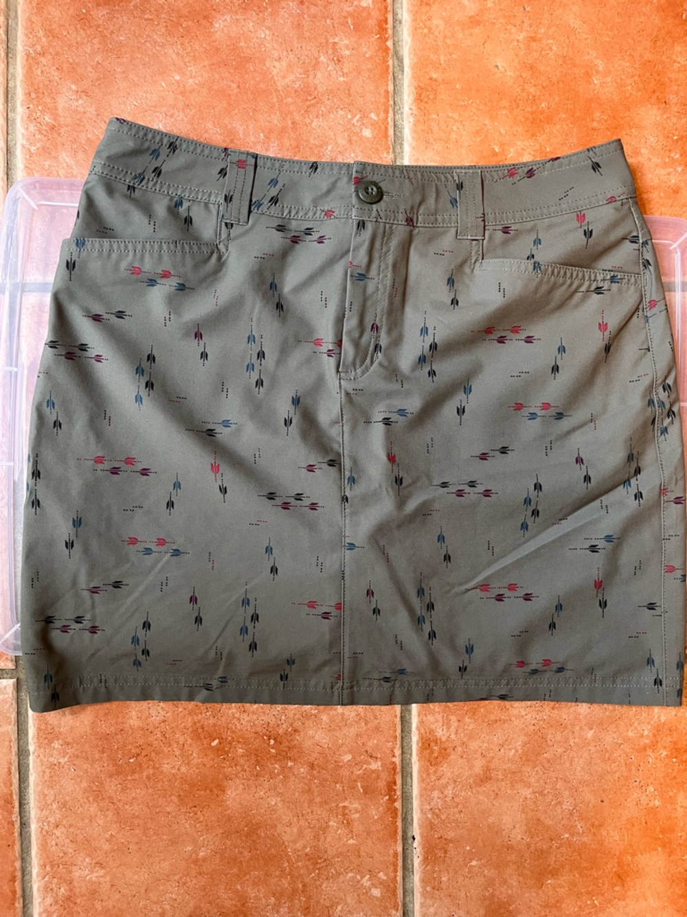 Eddie Bauer Olive Green Printed Waistband Skirt